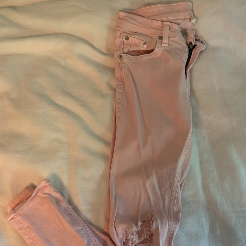 Rag and Bone Ripped Skinny Jeans (Pink)